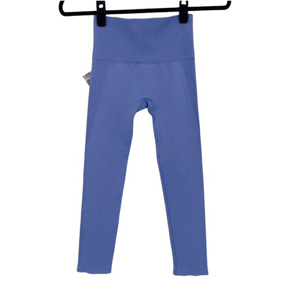 Nux Womens Moderate Compression Cropped Leggings Blue Violet Ribbed Size Small S - Picture 2 of 8